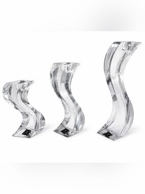 Mikasa Crystal Clear S-Curve Acrylic Candle Holders Set of 3 STUNNING SET!! 👀